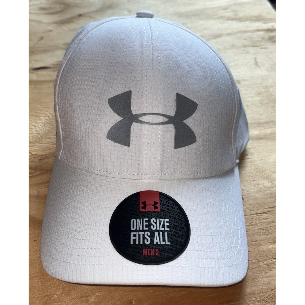 NEW Under Armour Men's Driver 2.0 Golf Hat Cap White Gray Adjustable One Size